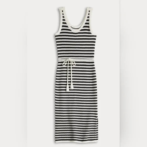 Nine West Knit Nautical Cottagecore Black & White Striped Dress - Size XXL / 2X - Picture 3 of 17